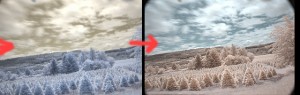Image on the left is before the red/blue channel swap, image on the right is after it
